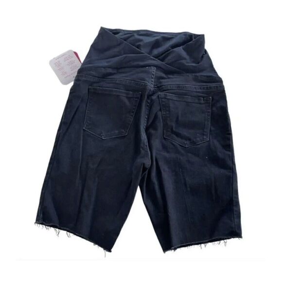 Isabel Maternity Shorts Women Bermuda Cutoff Black Crossover Panel Size 18 - Picture 2 of 4